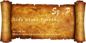 Széplaki Patrik névjegykártya